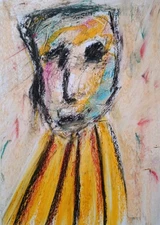 Portrait - Modern Art - Oil Chalk Painting On Paper A4 - Modern Art 