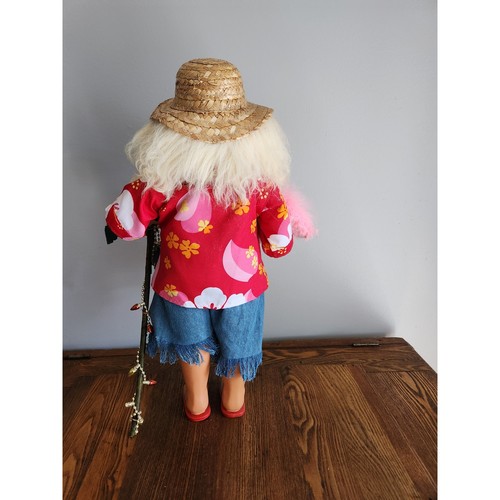 WEIHNACHTSMANN MIT BARTSTÄNDER 18" HAWAIIANISCHE STRANDFIGUR FLAMINGO UND STOCK - Bild 3 von 4