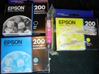 Genuine Epson 200 Black Cyan Magenta & Yellow Ink Cartridges Lot 0f 4