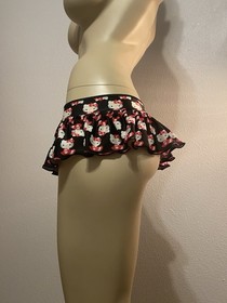 Sexy Micro Mini Ruffle Skirt Black Pink Hello Kitty Lingerie Rave Exotic Dancer