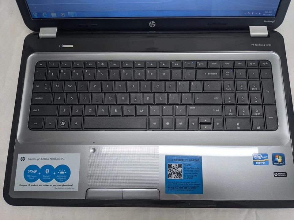 HP Pavilion g7-1310us 17"- i3-2350M, 4GB Ram, 320gb HD, Windows 7 Ultimate - Image 2 of 4