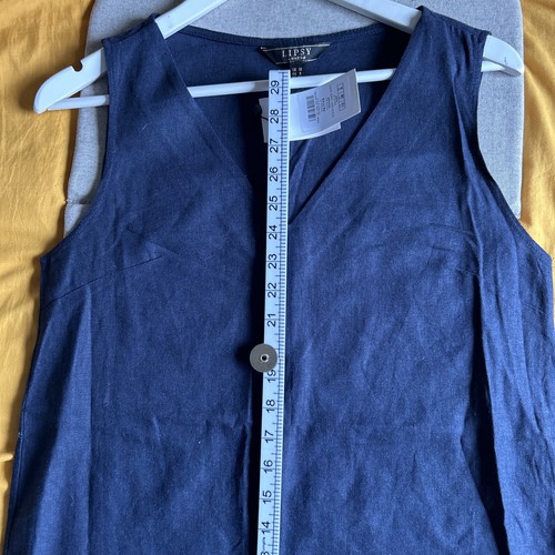 BNWT Lipsy Linen Sleeveless Dress Navy Blue Women’s Shift Size UK 10 - Bild 14 von 14