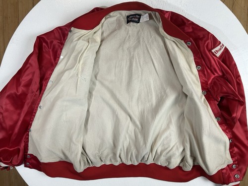 Vintage Red Varsity Budweiser Bomber Jacket Made in USA Men’s Size XL - Picture 7 of 9