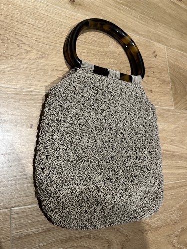 Vintage Express Häkel Schildpatt Handtasche Tasche klein Kleid Abend Clutch hellbraun - Bild 2 von 6