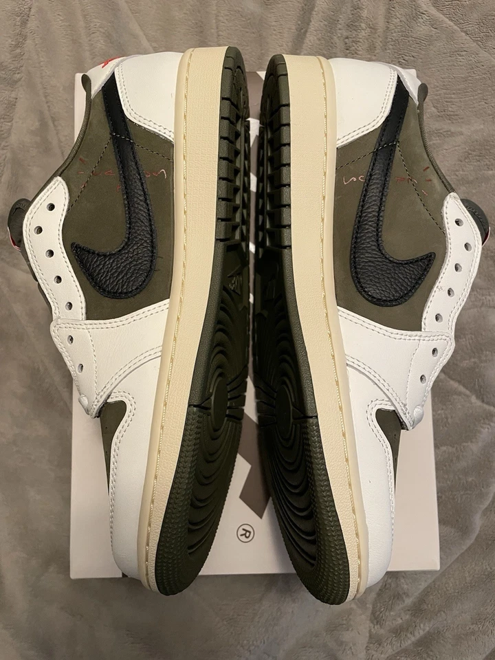 Size 9 - Travis Scott x Air Jordan 1 Retro OG SP Low Reverse Olive / Medium... - Image 2 of 4