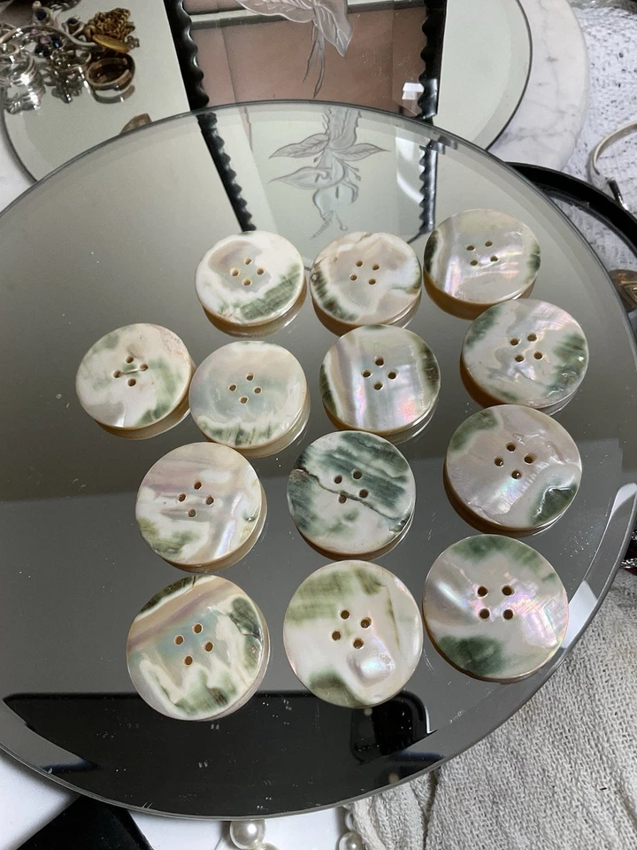 13 件珍珠母纽扣复古 1 个约 4 个孔,所有不同但相当多 — 第 4/4 张图片