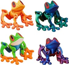 4Pcs 3D Printed Magnetic Frog Fridge Magnets, Realistic Jumping Frog Refrigerato