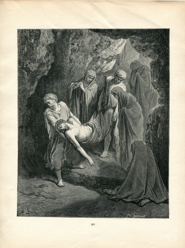 THE BURIAL OF JESUS CHRIST Holy Week Good Friday Gustave Dore 1890 antique print - Picture 4 of 4