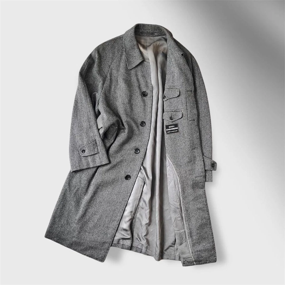 Abrigo HENRY POOLE 100 % Cachemira Balmacaan Hecho en Escocia Para Hombre Aprox. US 36-38 Foto 2 de 4