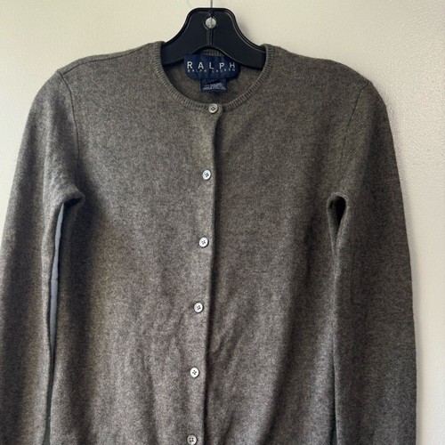 Vintage Ralph By Ralph Lauren Gray Silk Cashmere Sweater Cardigan Sz S - Picture 2 of 9