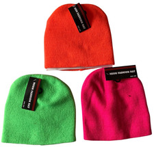 neon beanie hat one size stretch bright mens /womens /chidrens