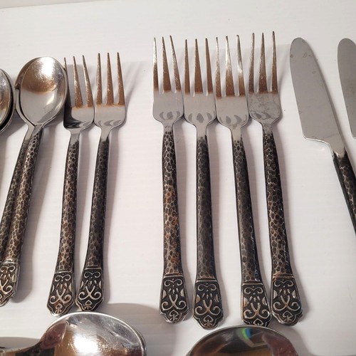 Besteck Gourmet Gedecke 27 Teile Avalon Barcelona 18/10 Edelstahl schwarz gehämmert - Bild 4 von 9