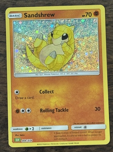 🟤 Sandshrew 008/034 CLV 🟤 Pokémon TCG Classic Collection NM Holo - Picture 1 of 11