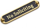 Brass No Soliciting Sign 5" for Home/Office, Brushed Matte Brass Finish, Hidd...