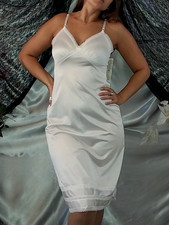 VTG SILKY CAKE LAYER SHINY SEARS DRESS SLIP NWT PIN UP GLAM HOLLYWOOD LACY 36 38