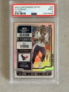 CJ Stroud 2023 Contenders Optic #20 SILVER PRIZM RC ROOKIE PSA 9 MINT
