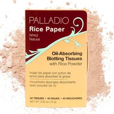Palladio Rice Paper Facial Tissues for Oily 40 Count Pack of 1 , Natural