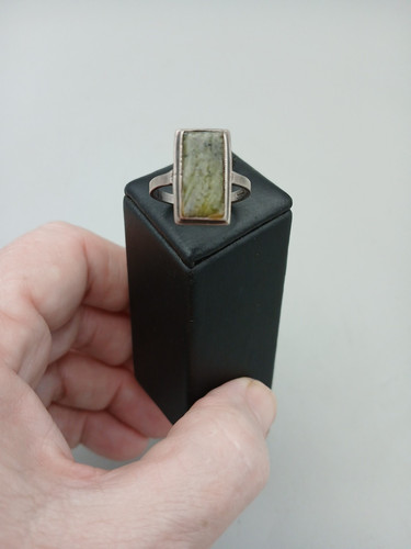 Connemara Marmor grün Art Deco Sterling Silber Ring 925 Gr. O - feiner Schmuck