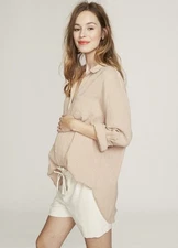 Hatch Maternity Women THE BOYFRIEND SHIRT Petal Gingham Cotton $178 NEW
