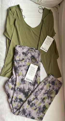 Lululemon Leggings Size 14 Align HR Pants 25” Mauve Gray RTMV Nulu Tie Dye Green - Picture 5 of 6