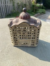 Vintage Cast Iron Still Bank  AC Williams Penny Building Bank 1920s