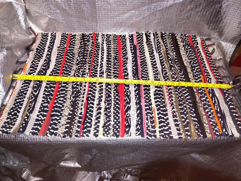 Плетеный дверной коврик ковер моющийся и разноцветный, узор с использованием черный, белый, красный, - Изображение 3 из 4