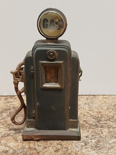 Vintage Replica Miniature Decor Handcrafted Dark Grey Gasoline Metal Figure 6" - Foto 1 di 11