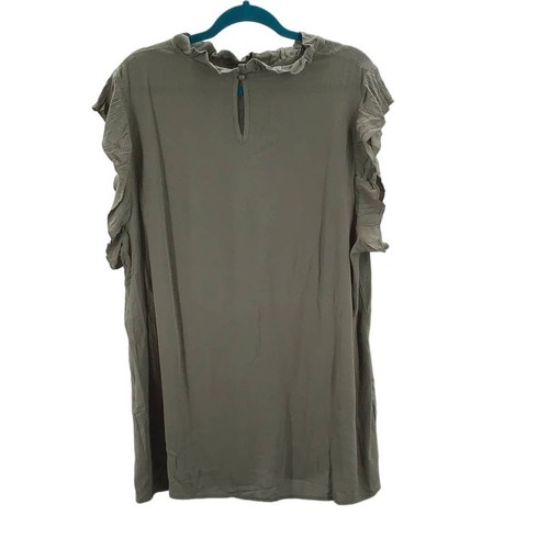 Blusa BLOOMCHIC talla 18-20 2x plus verde con volantes cuello alto sin mangas NUEVA CON ETIQUETAS 0B9 - Imagen 2 de 7