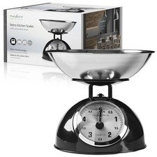 BILANCIA MECCANICA PROFESSIONALE IN ACCIAIO STILE RETRO' BLACK 5KG NEDIS ITALIA