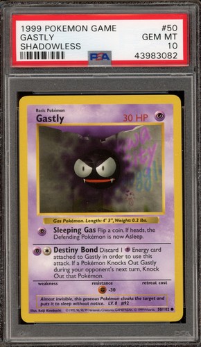 Pokemon Gastly Base Set Shadowless #50 PSA 10 Gem Mint