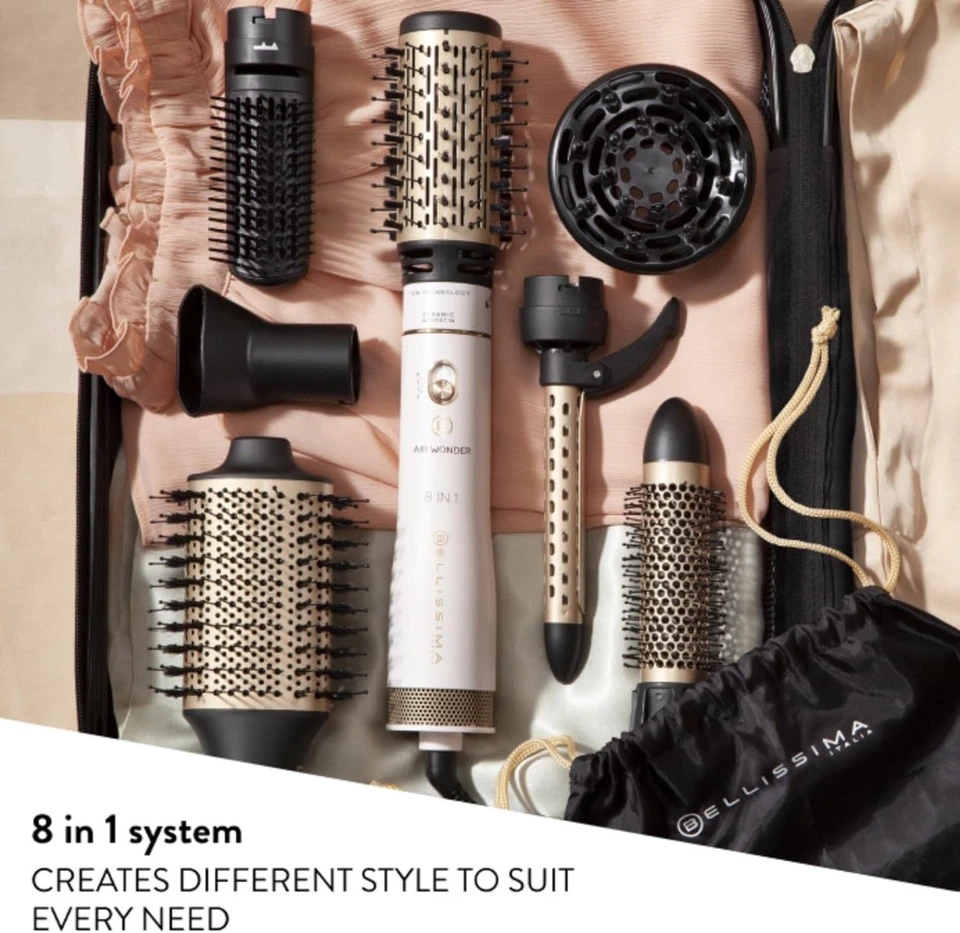 Bellissima 11863 Hot Air Styler 8 In 1 Hot Air Brush Dryer Air Wonder White&Gold - Image 3 of 4
