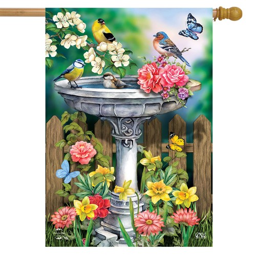 Briarwood Lane Birdbath in Bloom House Flag - Bild 1 von 8