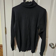 Women’s Cashmere Sweater Medium Turtleneck Black Vintage Field Manor Sz M