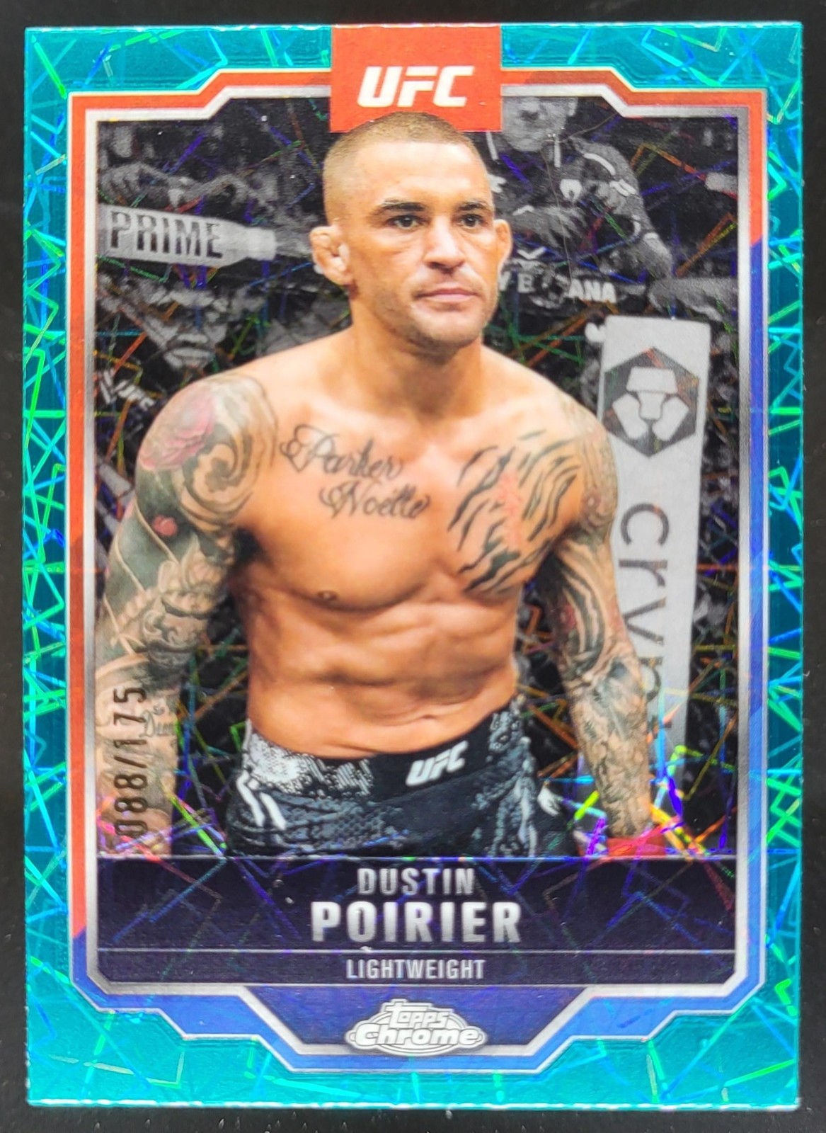 2025 Topps UFC Chrome Dustin Poirier Teal Lazer Refractor /175 #7 NS6