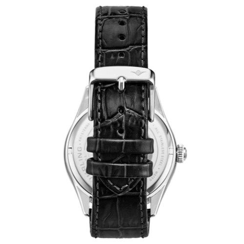 Stuhrling Original 897 02 Celestia Mondphasen Schwarzes Lederarmband Uhr - Bild 3 von 10