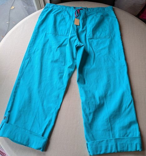 Ruby Rd. Turquoise Women's Capri Pants Sz 14 Drawstring Stretch Cotton Spandex - Picture 2 of 11