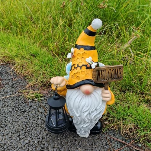 Gnome Garden Statues with Solar Lights Outdoor Gnomes Sculpture Yard Patio - Picture 8 of 8