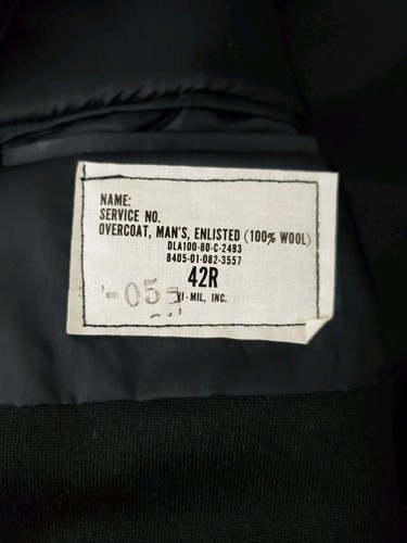 VTG US Navy Issue Enlisted Wool Overcoat Peacoat Men’s 42R Eagle Silver Buttons - Picture 9 of 10