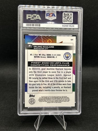 Erling Haaland 2023-24 Topps Finest UEFA Purple Refractor #/299 PSA 10  - Bild 2 von 2