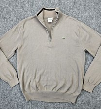 LACOSTE Men's Medium 5 Light Tan 1/4 Zip Pullover Sweater