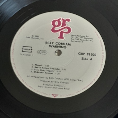 BILLY COBHAM Warning JAZZ Funk Breaks LP GRP Germany 1985 HEAR - Imagen 3 de 5