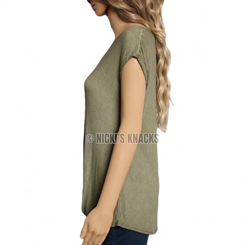 Top a costine Stitch Fix Jane & Delancey verde oliva con nodo Dolman davanti taglia S - Foto 5 di 11