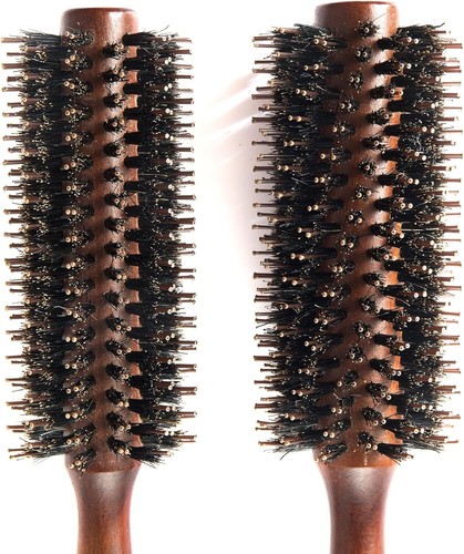 Boar Bristle Round Hair Brush Set with Nylon Pin, Wooden Handle for Straightenin - Picture 4 of 7