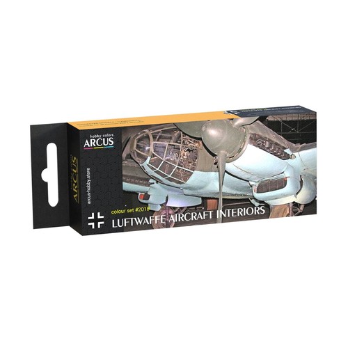 Arcus #E2018 Enamel Paint Set Luftwaffe Aircraft Interiors 6 Colors in set 10ml - Picture 1 of 14