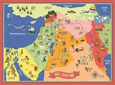 Bible Story Map Poster Laminated - 18" x 24" For Classroom, multi color
