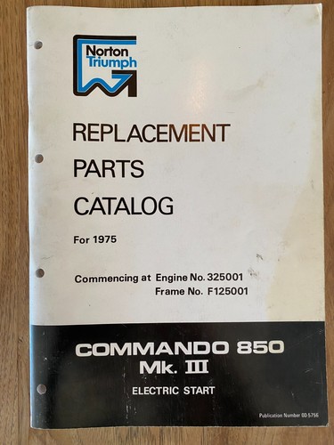 Norton Triumph Replacement Parts Catalog for 1976 Commando 850 Mk.III