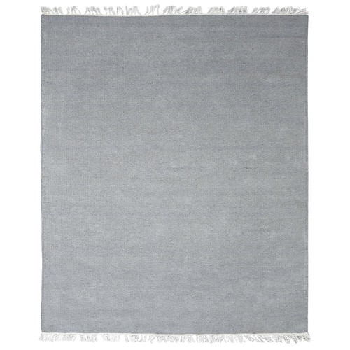 Eco-Friendly Hand Woven Flat Weave Kilim Wool Area Rug Solid Light Silver BBH - Picture 10 of 75