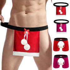 Sexy Men's Christmas Santa Costume Boxer Brief Shorts Underwear Clubwear Thongs↕