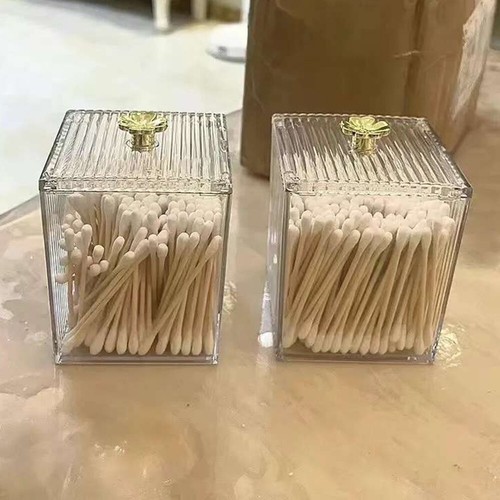 Makeup Storage Box Bathroom Jar Square Transparent Cotton Swab Box Lipstick Box - Picture 18 of 22