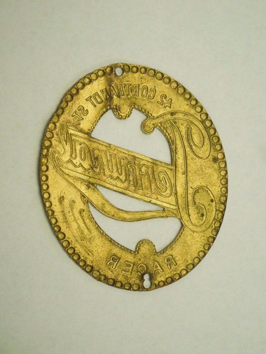 Vintage Terminal Racer 42 Cortland Street Bicycle Head Badge Emblem - Picture 4 of 5